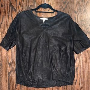 Maje faux suede shirt with cinched bottom